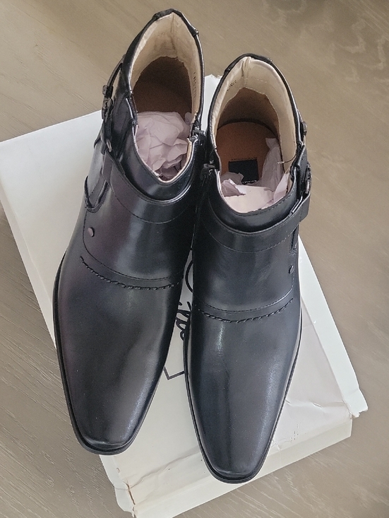 Other - Men's Black Leather Chukka Boots with Buckle Detail
